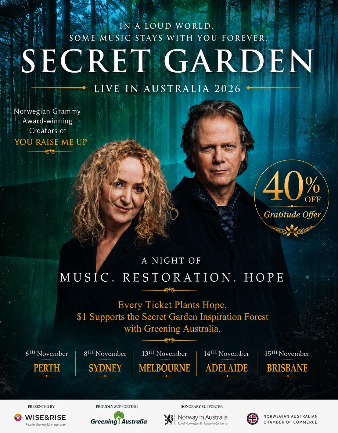 Secret Garden Australian Concert Tour 2026 Greening Australia Inspiration Forest